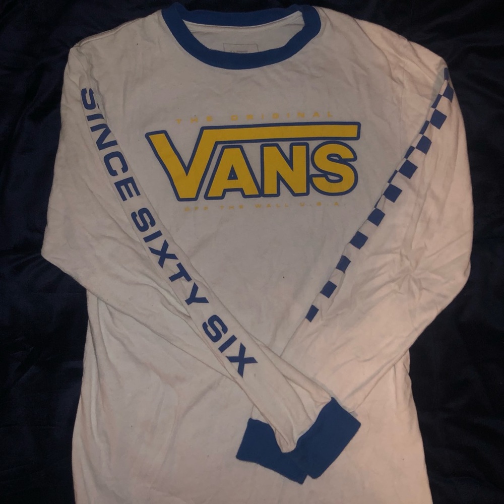 Vans Logo Classic Fit Long Checkered Sleeve T-shirt